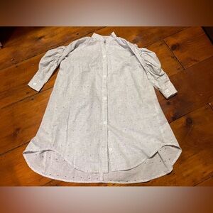 Vierra Rose Girls 4Y 4T cotton gray button down long sleeve shirt dress ruffle